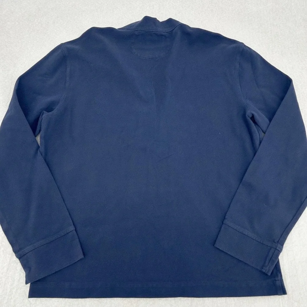 90s Polo Ralph Lauren Mens Large Navy Blue Big Pony Cotton Pique Cardigan Jersey